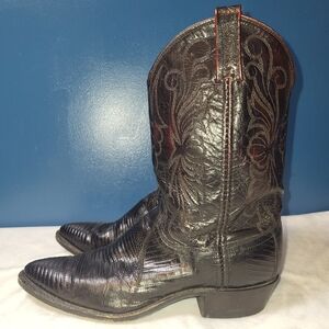 Dan Post Black Cherry Lizard Cowboy Boots Women's Size 8.5